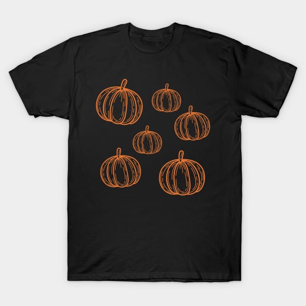 Pumpkin sketch pattern T-Shirt by AllPrintsAndArt